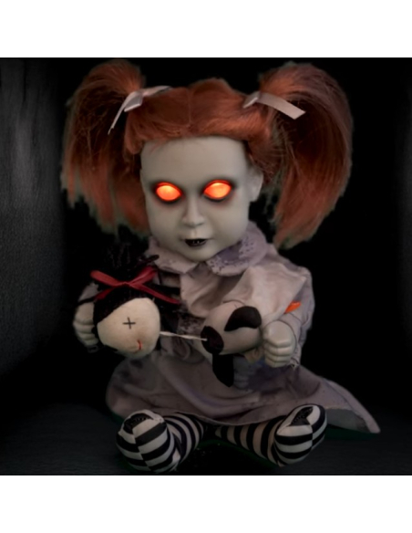 Automate Halloween fillette fantôme 26 cm arrachant la tête de sa peluche