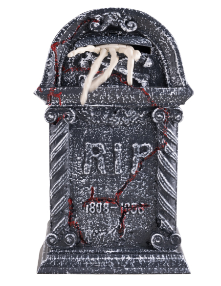 Pierre Tombale Animée Halloween avec Main Squelettique 45 cm - Décoration Terrifiante