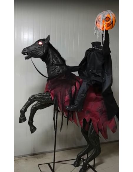 Automate Halloween : Cavalier Sans Tête sur Cheval - 210 cm