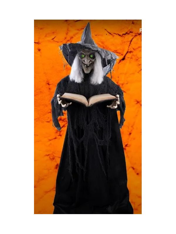 NEwAutomate Sorcière Halloween Géante 1.90m avec Grimoire - Effet Frisson Garanti !
