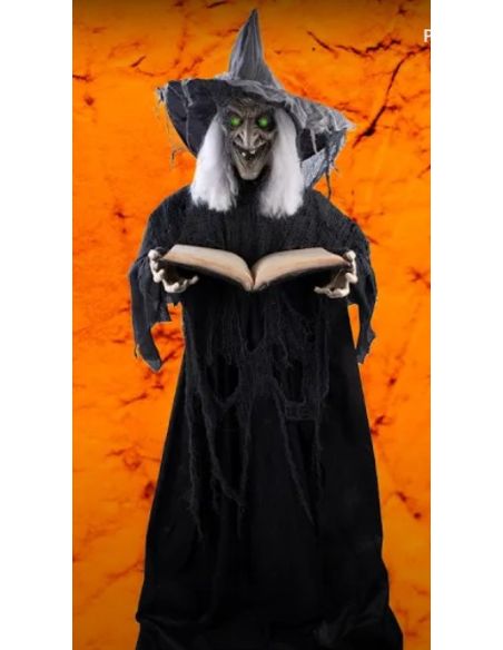 NEwAutomate Sorcière Halloween Géante 1.90m avec Grimoire - Effet Frisson Garanti !