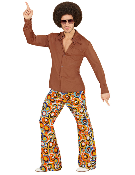 Chemise Disco Marron Homme | Déguisement Années 70| Look Vintage Rétro