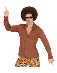 Chemise Disco Marron Homme | Déguisement Années 70| Look Vintage Rétro