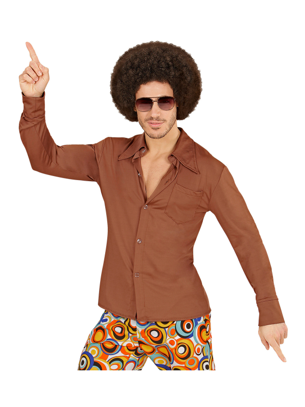 Chemise Disco Marron Homme | Déguisement Années 70| Look Vintage Rétro