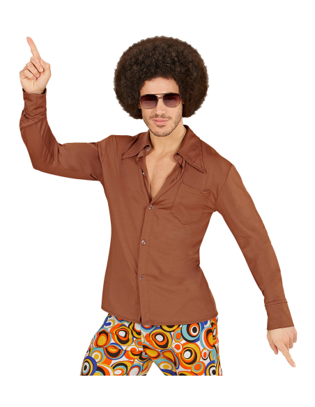 Chemise Disco Marron Homme | Déguisement Années 70| Look Vintage Rétro