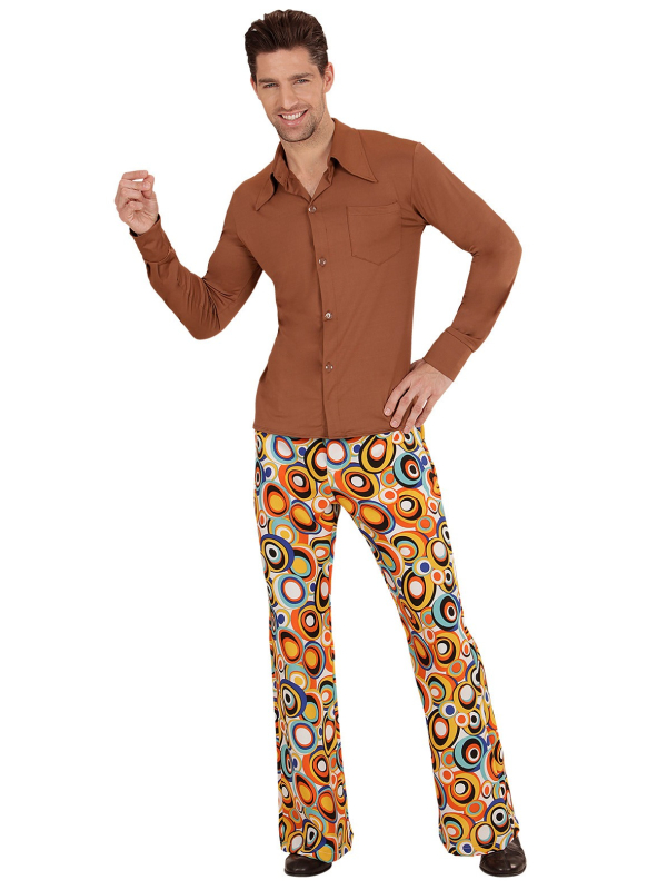 Chemise Disco Marron Homme | Déguisement Années 70| Look Vintage Rétro