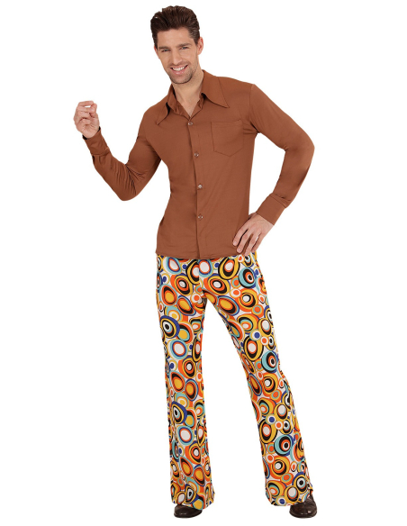 Chemise Disco Marron Homme | Déguisement Années 70| Look Vintage Rétro