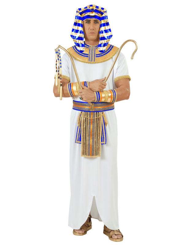 Coiffe Némès de Pharaon Accessoire Égypte Antique Bleu et Or