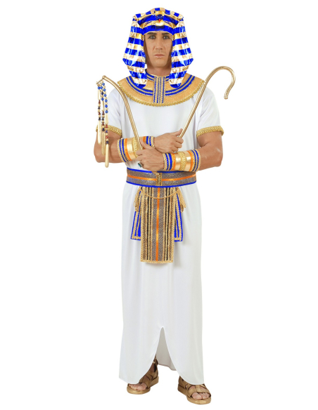 Coiffe Némès de Pharaon Accessoire Égypte Antique Bleu et Or