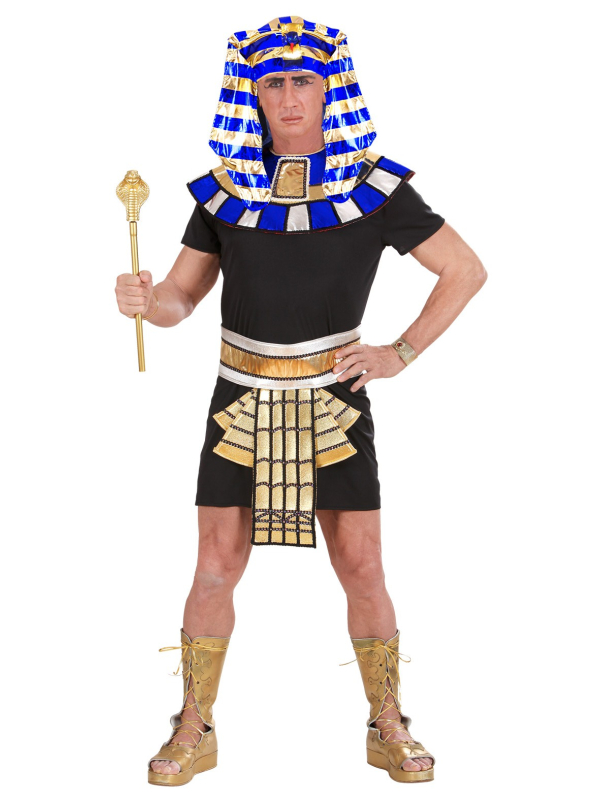 Coiffe Némès de Pharaon Accessoire Égypte Antique Bleu et Or