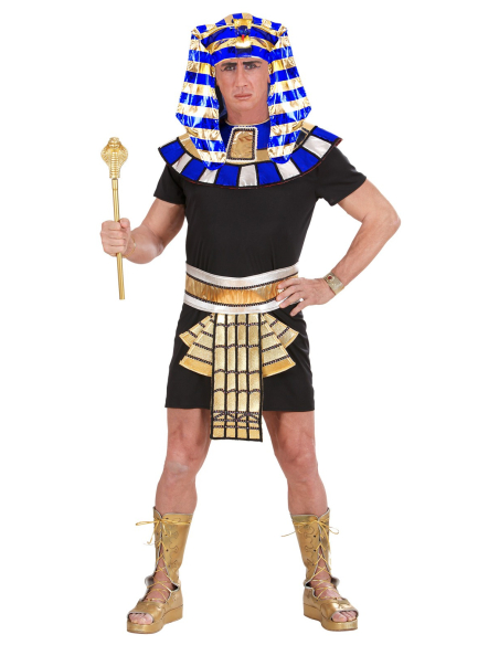 Coiffe Némès de Pharaon Accessoire Égypte Antique Bleu et Or