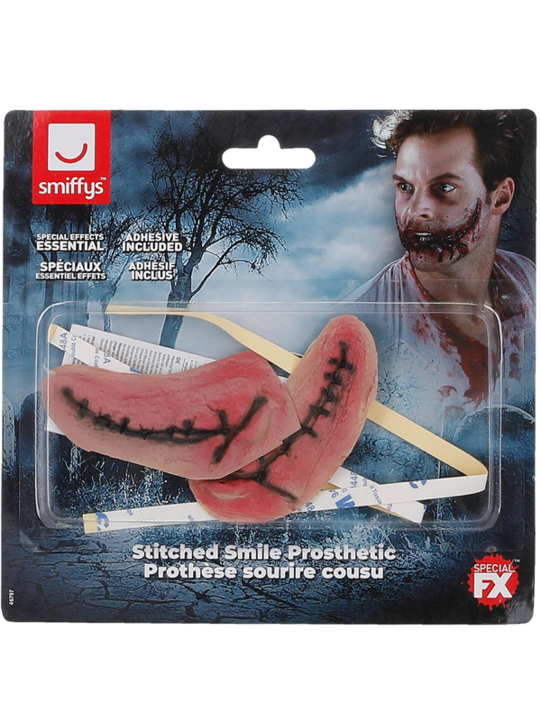 Prothèse Sourire Cousu en Latex - Accessoire Effrayant pour Maquillage Halloween
