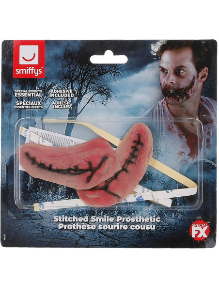Prothèse Sourire Cousu en Latex - Accessoire Effrayant pour Maquillage Halloween