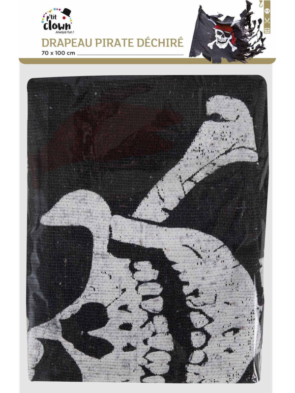 Drapeau pirate déchiré - Décoration Halloween &...