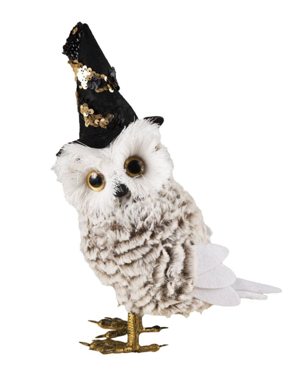 Chouette avec chapeau Halloween - Décoration originale H30cm