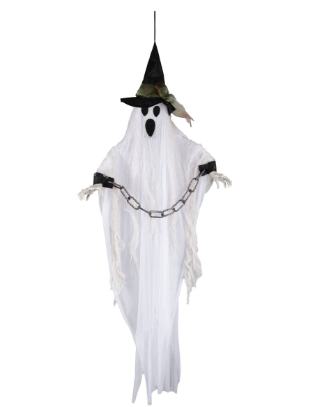 Petit Fantôme Enchaîné Lumineux - 80 cm à Suspendre | Décoration Halloween