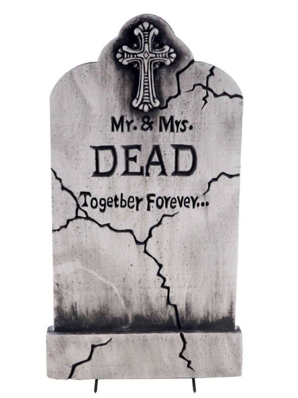 Pierre tombale Mr & Mrs DEAD - 53 cm pour une décoration Halloween effrayante