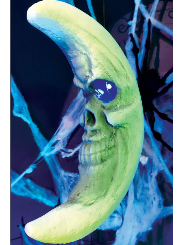 Demi-lune à suspendre lumineuse - 40 cm pour une décoration Halloween effrayante
