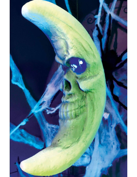 Demi-lune à suspendre lumineuse - 40 cm pour une décoration Halloween effrayante