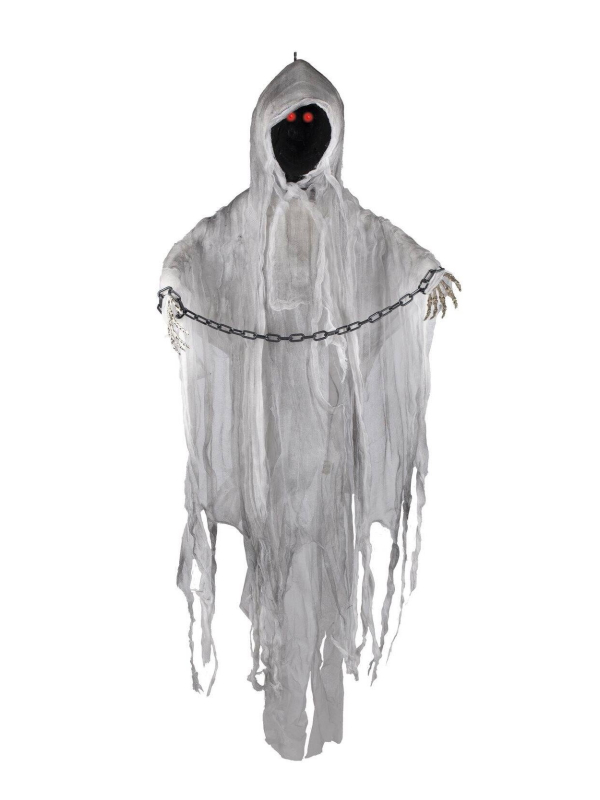 Fantôme animé à suspendre - 120 cm, lumineux et sonore pour Halloween