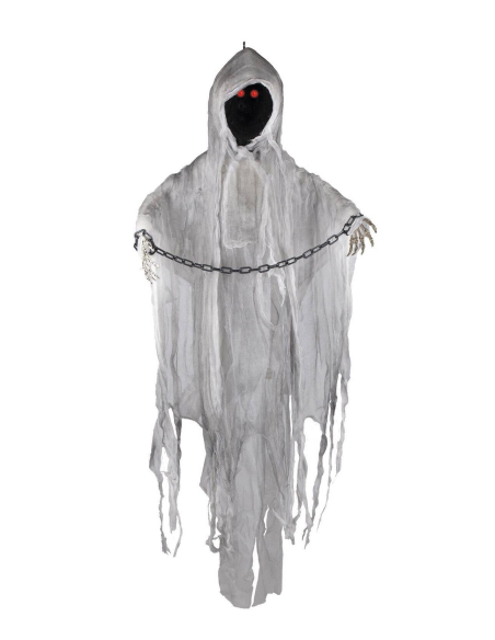 Fantôme animé à suspendre - 120 cm, lumineux et sonore pour Halloween