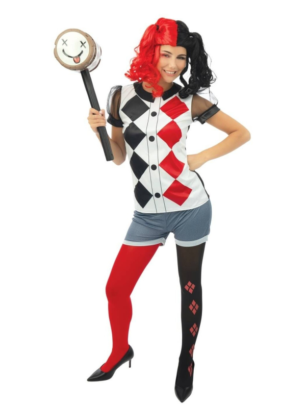 Déguisement Arlequin - noir, rouge - Femme Halloween