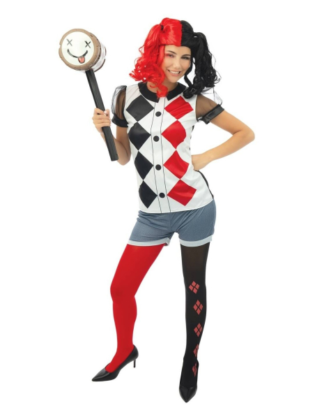 Déguisement Arlequin - noir, rouge - Femme Halloween