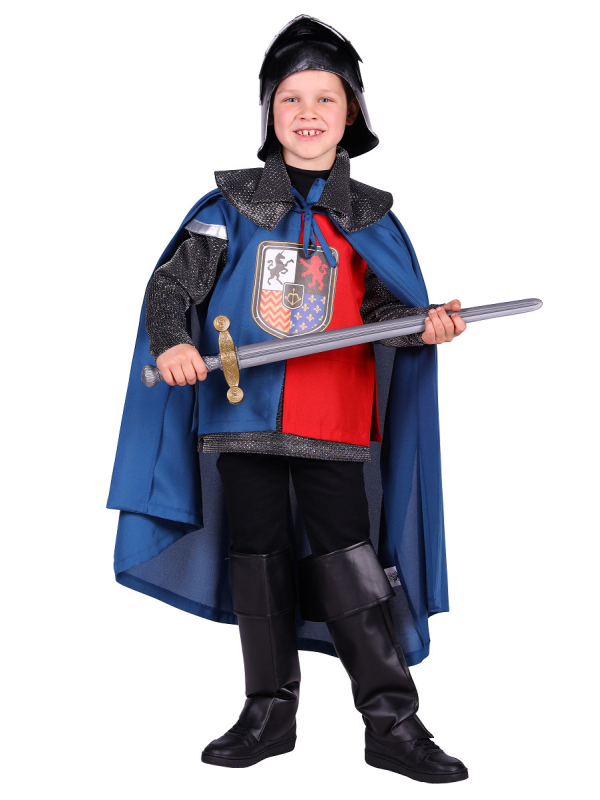 Déguisement de Chevalier Enfant - Tunique Rouge et Bleue avec Cotte de Mailles