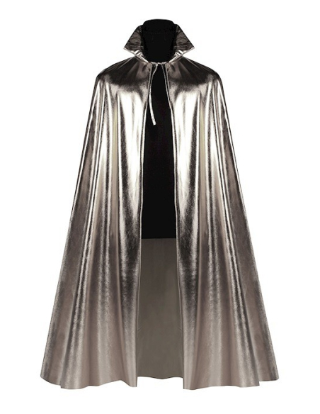 Longue Cape Métallique Argentée - Costume Adulte Mixte