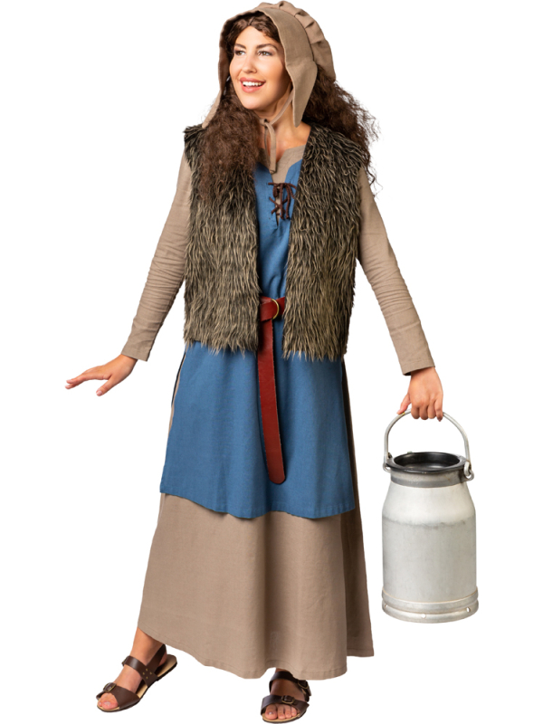 Gilet en Fausse Fourrure Marron - Costume Historique Unisexe