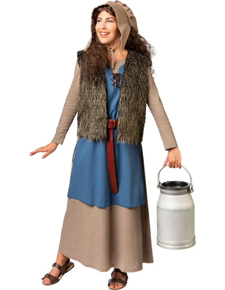 Gilet en Fausse Fourrure Marron - Costume Historique Unisexe