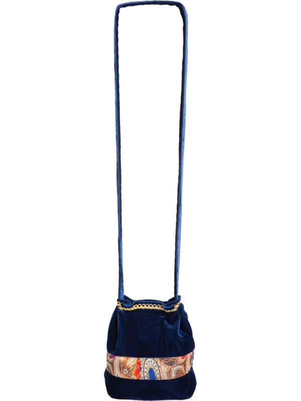 Sac Médiéval en Velours Bleu - Accessoire Costume Dame Noble