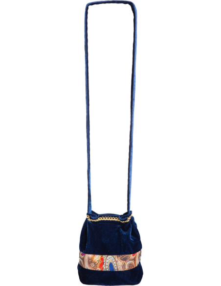 Sac Médiéval en Velours Bleu - Accessoire Costume Dame Noble