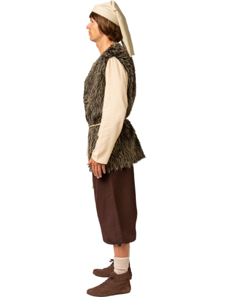 Gilet Long en Fausse Fourrure - Costume Médiéval et Viking