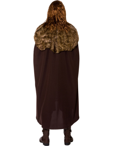 Cape Marron avec Bordure en Fourrure pour Guerrier Médiéval et Viking