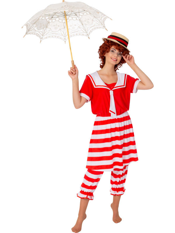 Costume de Bain Rétro Rouge et Blanc pour Femme