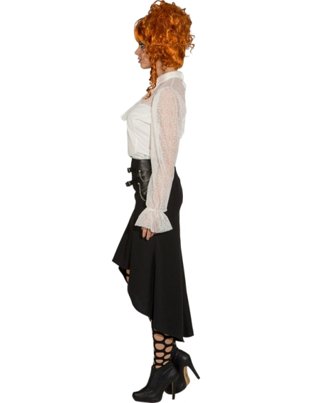 Jupe Steampunk Longue Noire Asymétrique pour Femme