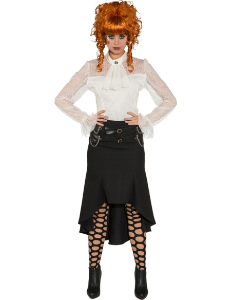 Jupe Steampunk Longue Noire Asymétrique pour Femme