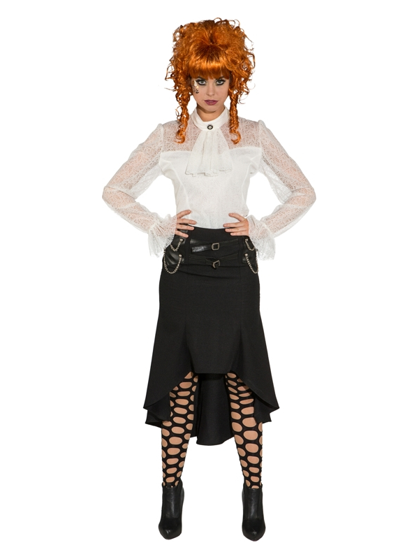 Chemisier Steampunk Blanc Femme en Dentelle avec Jabot