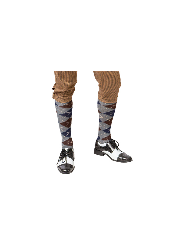 Chaussettes à carreaux gris/marron Vintage