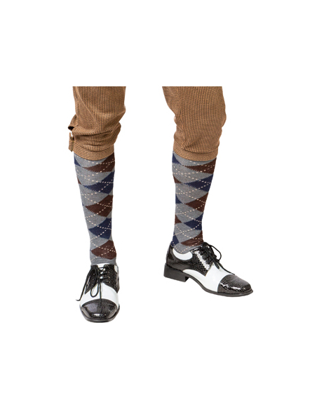 Chaussettes à carreaux gris/marron Vintage