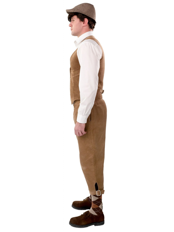 Pantalon Court Knickerbockers Beige en Velours Côtelé