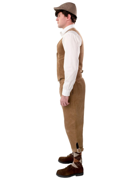 Pantalon Court Knickerbockers Beige en Velours Côtelé