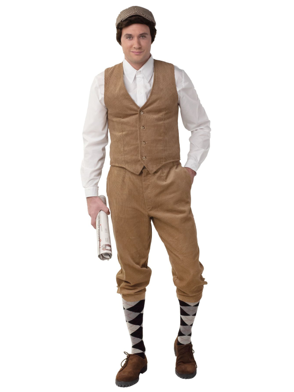 Pantalon Court Knickerbockers Beige en Velours Côtelé