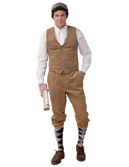 Pantalon Court Knickerbockers Beige en Velours Côtelé