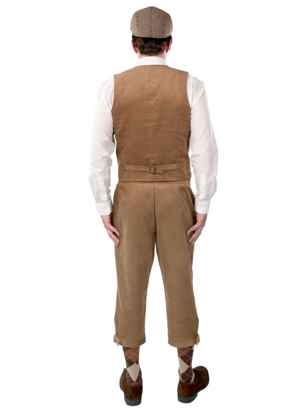 Pantalon Court Knickerbockers Beige en Velours Côtelé