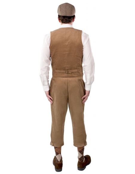 Pantalon Court Knickerbockers Beige en Velours Côtelé