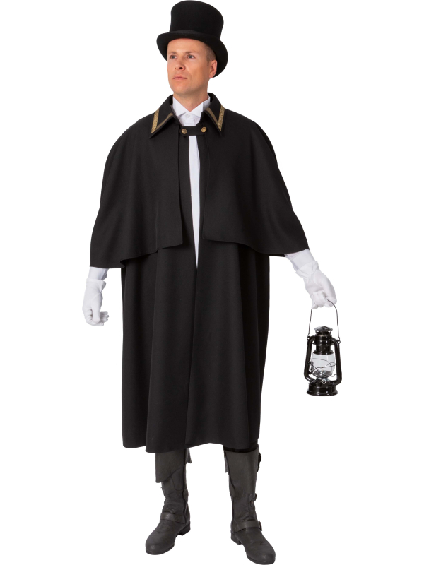 Manteau de Cocher Noir avec Capeline - Élégance Victorienne