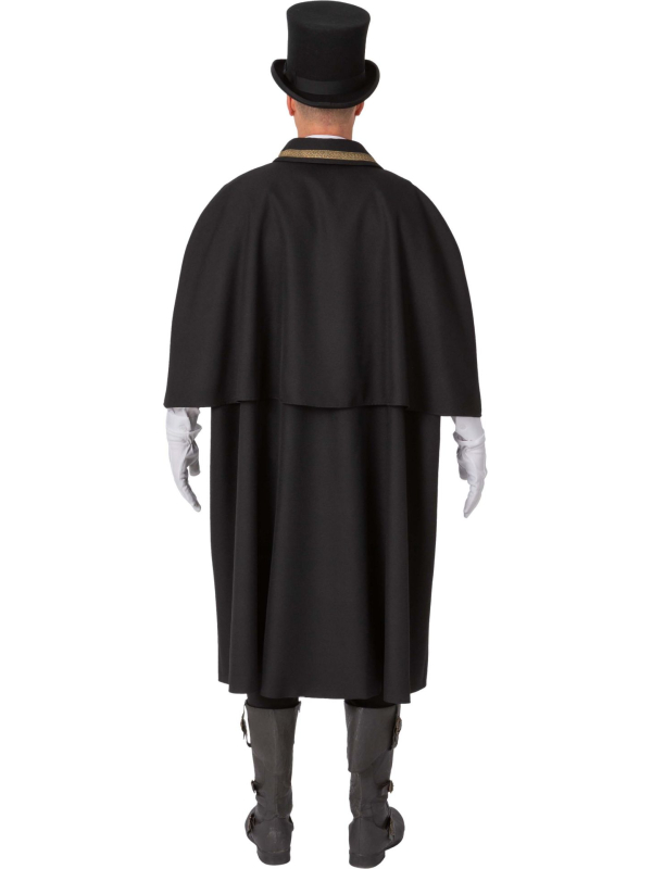 Manteau de Cocher Noir avec Capeline - Élégance Victorienne