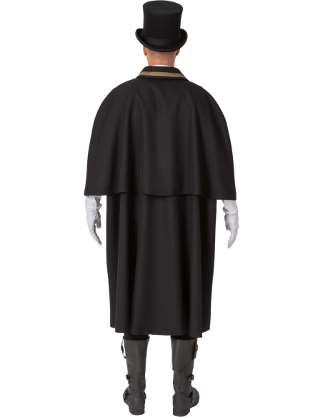 Manteau de Cocher Noir avec Capeline - Élégance Victorienne